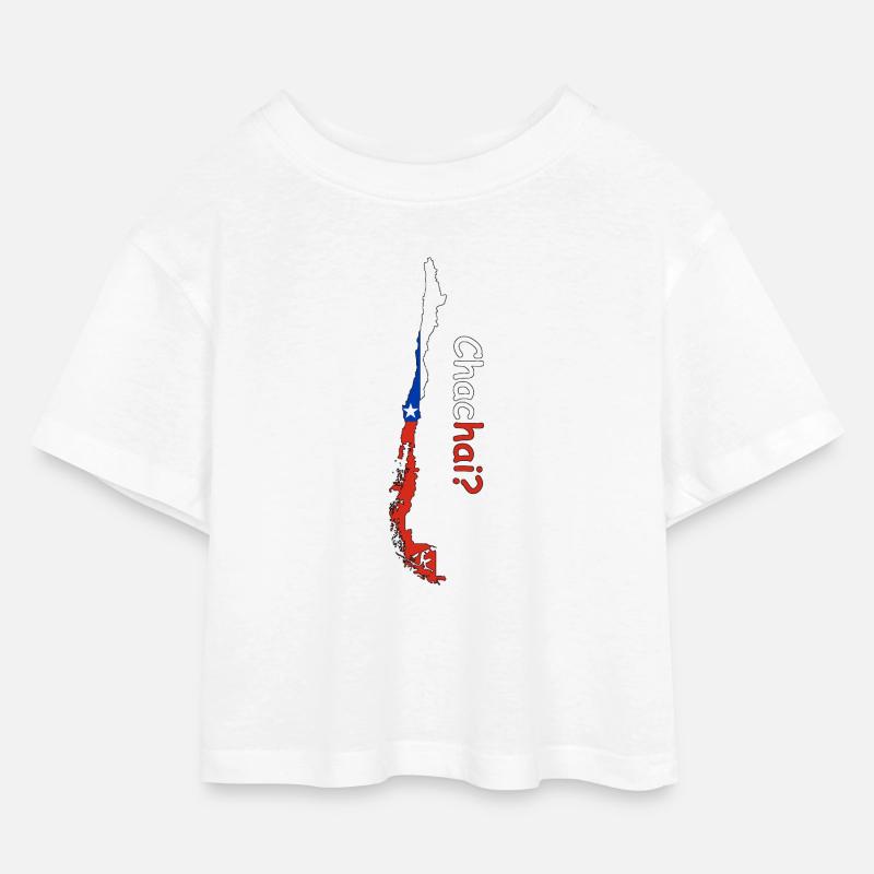 Chile Silhouette Flagge - Kinder Cropped Jersey T-Shirt - Weiß