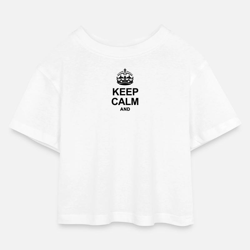 Keep Calm and write your text - Kids’ Cropped Jersey T-Shirt - white