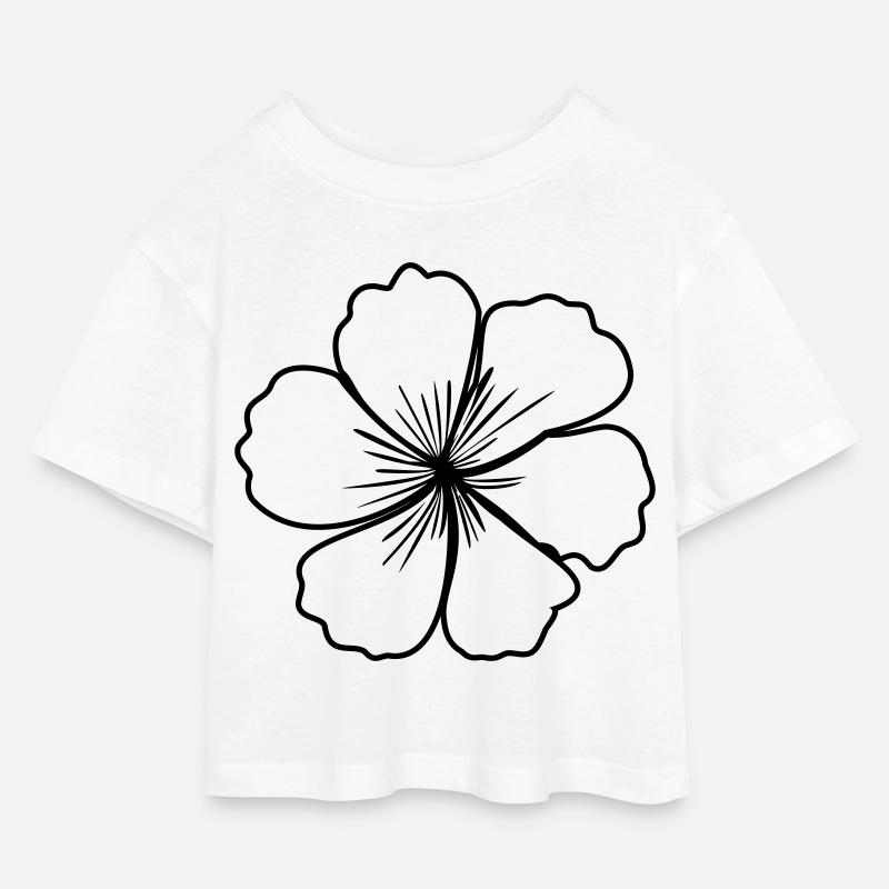 Cherry Blossom – Multi-Color Contours Sakura Look - Kids’ Cropped Jersey T-Shirt - white
