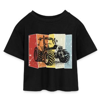 Traktor Deutz retro - Kinder Cropped Jersey T-Shirt - Schwarz - Vorne