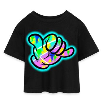Shaka Graffiti Farbexplosion - Kinder Cropped Jersey T-Shirt - Schwarz - Vorne
