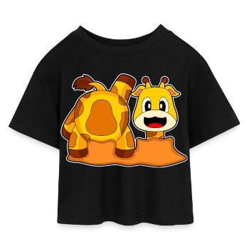 Trou de girafe - T-shirt Crop Top en jersey Enfant - noir - Devant