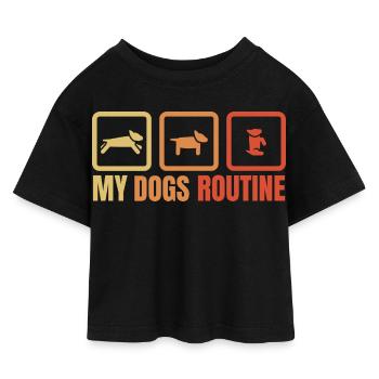 Die Routine meines Hundes - Kinder Cropped Jersey T-Shirt - Schwarz - Vorne