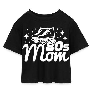 80er Mama - Kinder Cropped Jersey T-Shirt - Schwarz - Vorne