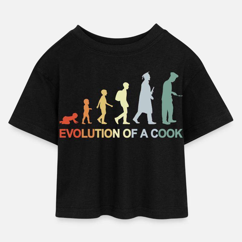 Evolution d’un cuisinier - T-shirt Crop Top en jersey Enfant - noir