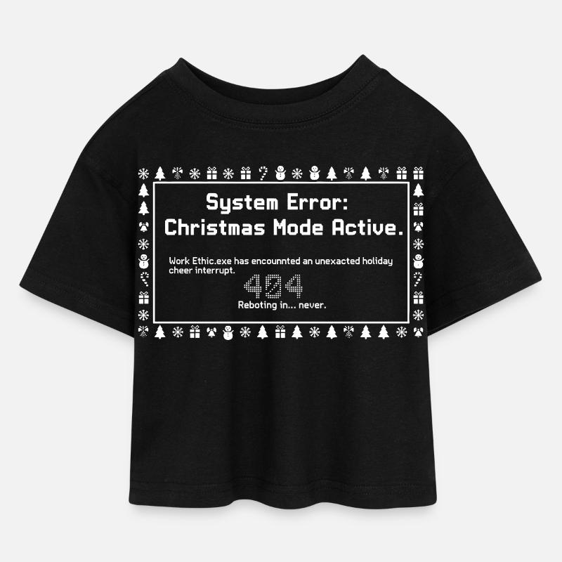 Modo Navidad Activo - Camiseta cropped infantil de punto liso - negro