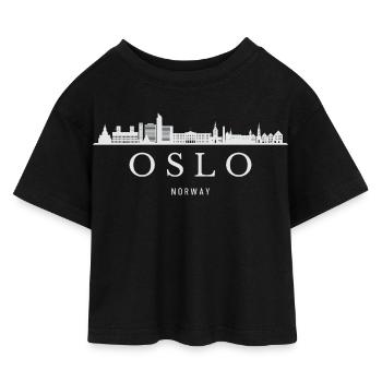 Oslo Skyline, Oslo Norvège - T-shirt Crop Top en jersey Enfant - noir - Devant