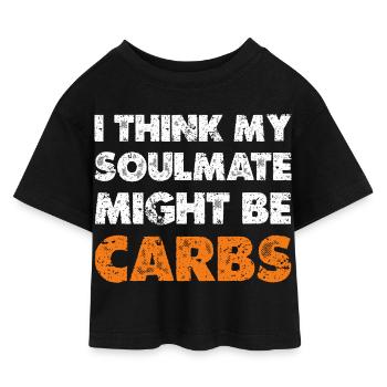 Carbohydrates as soulmates - Kids’ Cropped Jersey T-Shirt - black - Front