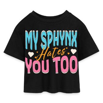 Meine Sphynx-Katze hasst dich komisch - Kinder Cropped Jersey T-Shirt - Schwarz - Vorne