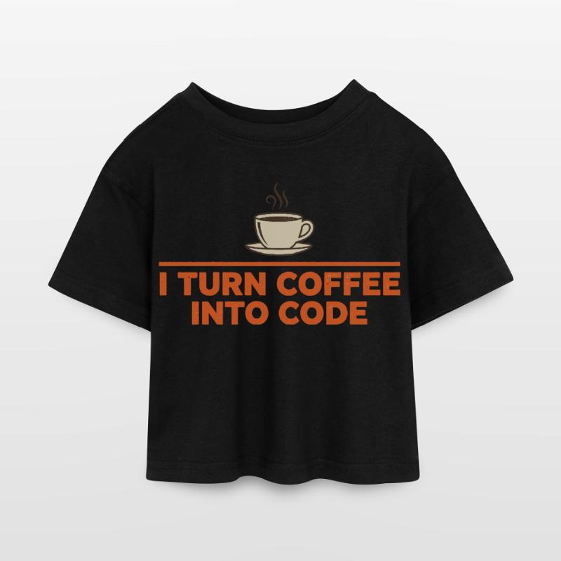 Je transforme le café en code – Programmer Retro T-shirt Crop Top en jersey Enfant