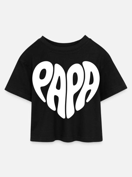 Papa - Kinder Cropped Jersey T-Shirt - Schwarz