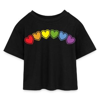 Regebogen Herzen für Freiheit der Liebe - Kinder Cropped Jersey T-Shirt - Schwarz - Vorne