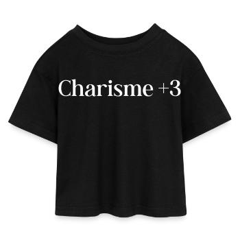 Humour rôliste charisme plus trois - T-shirt Crop Top en jersey Enfant - noir - Devant