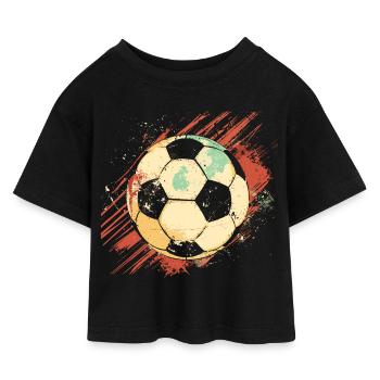 Football Graphics - Kids’ Cropped Jersey T-Shirt - black - Front