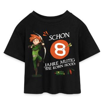 Robin Hood Schlitzohr Geburtstagsdesign 8 Jahre - Kinder Cropped Jersey T-Shirt - Schwarz - Vorne