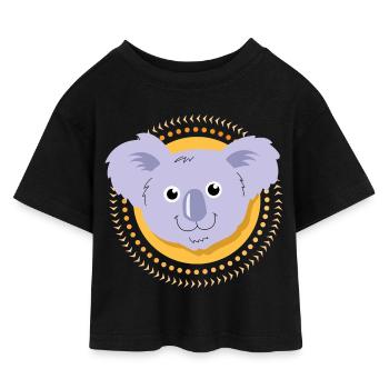 Small Koala - Kids’ Cropped Jersey T-Shirt - black - Front