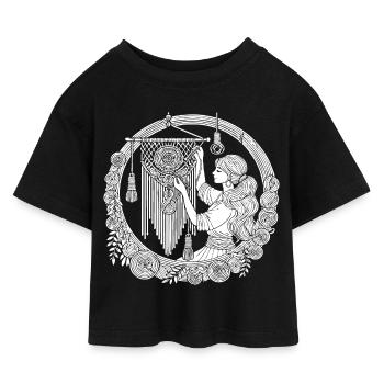 Makramee Design – Kreativität & Boho Style - Kinder Cropped Jersey T-Shirt - Schwarz - Vorne