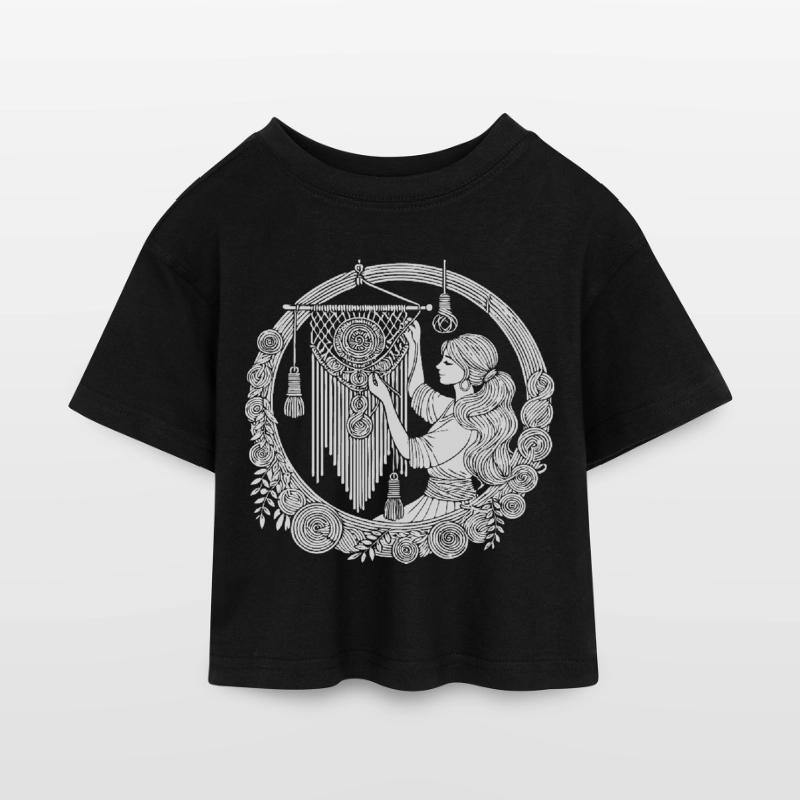Macrame Design – Creativity & Boho Style Kids’ Cropped Jersey T-Shirt