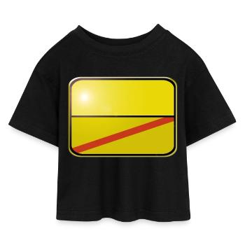 Ortsschild blanko - Kinder Cropped Jersey T-Shirt - Schwarz - Vorne