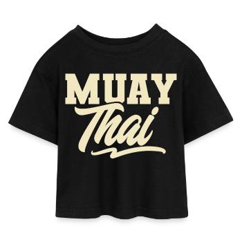 Muay Thai - Kids’ Cropped Jersey T-Shirt - black - Front
