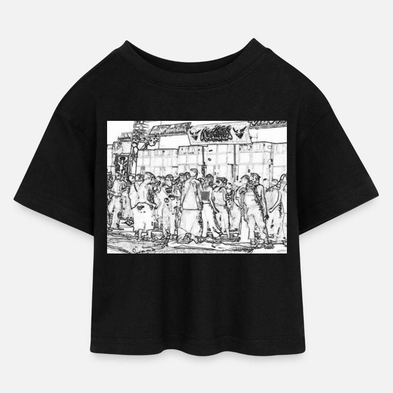 Soundsystem 2 - Kinder Cropped Jersey T-Shirt - Schwarz