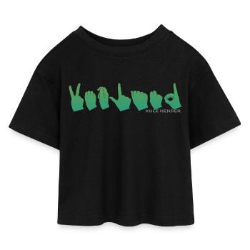 Alphabet main Vetland vert dégradé 2 - T-shirt Crop Top en jersey Enfant - noir - Devant