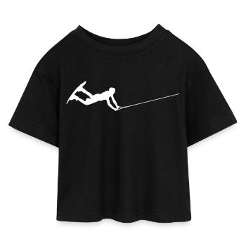 Wakeboarder WHITE/black - Kinder Cropped Jersey T-Shirt - Schwarz - Vorne