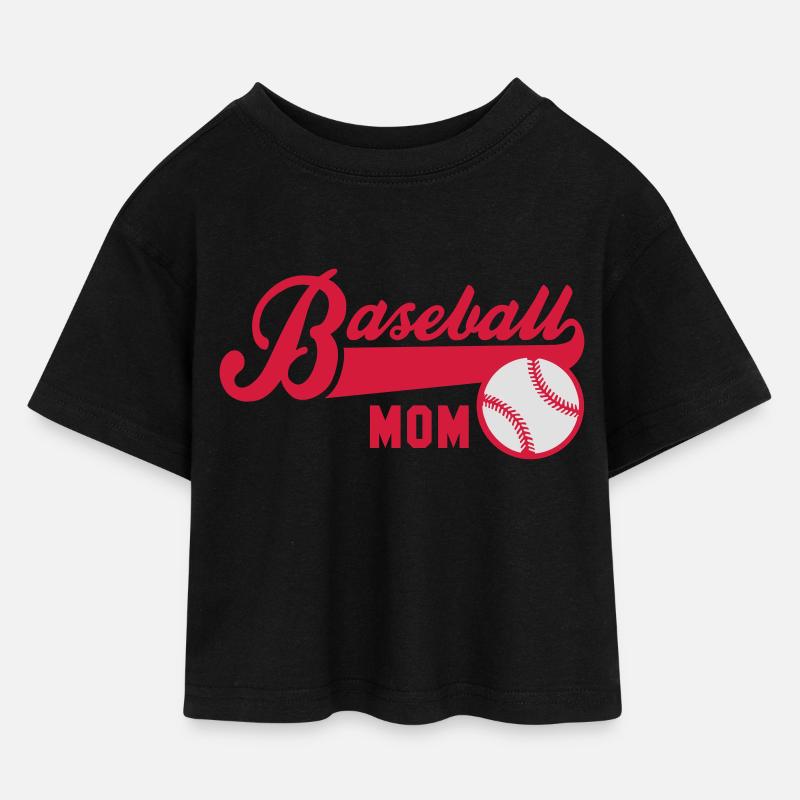 Baseball MOM 2C - Kinder Cropped Jersey T-Shirt - Schwarz