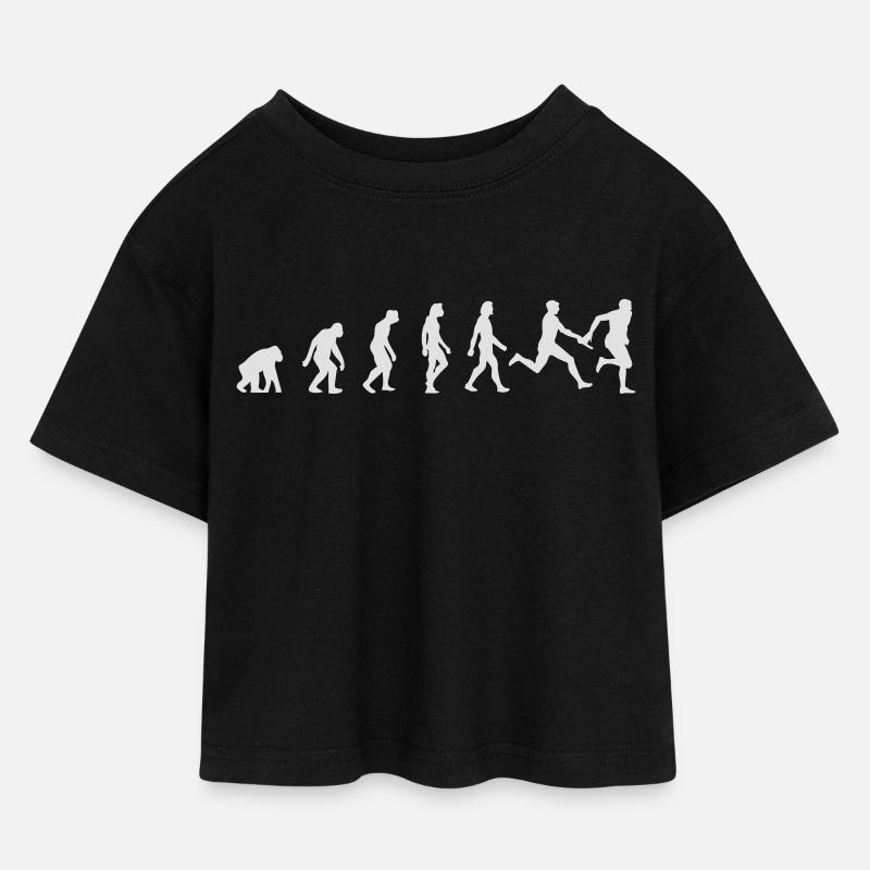 Die Evolution der Leichtathletik - Kinder Cropped Jersey T-Shirt - Schwarz