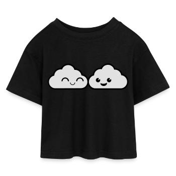 Paar Wolken - Kinder Cropped Jersey T-Shirt - Schwarz - Vorne