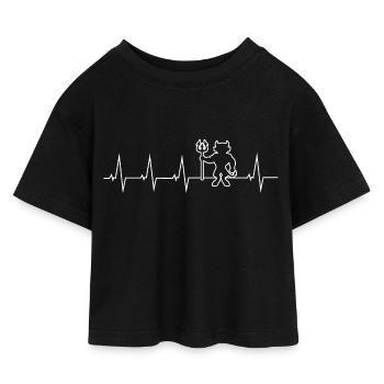 Ich liebe Teufel - Herzschlag - Kinder Cropped Jersey T-Shirt - Schwarz - Vorne
