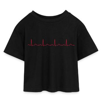 rythme cardiaque - T-shirt Crop Top en jersey Enfant - noir - Devant