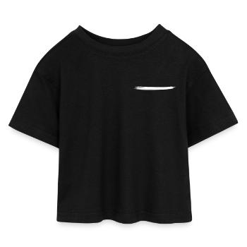 Pinselstrich weiss3 (Farbe wechselbar) schwungvoll - Kinder Cropped Jersey T-Shirt - Schwarz - Vorne