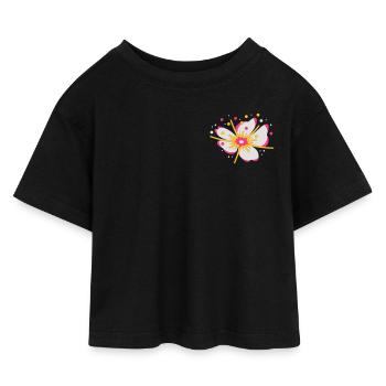 A fleur de cerisier avec du pollen - T-shirt Crop Top en jersey Enfant - noir - Devant