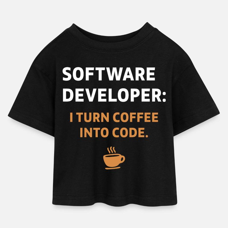 Software Developer - Coffee Edition - Kids’ Cropped Jersey T-Shirt - black