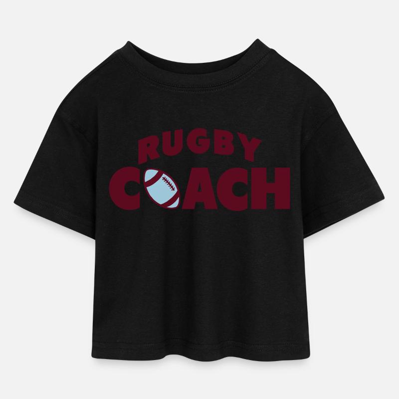 rugby coach - Kinder Cropped Jersey T-Shirt - Schwarz