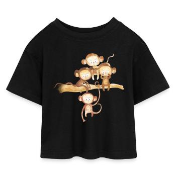 Affen, die gaffen! - Kinder Cropped Jersey T-Shirt - Schwarz - Vorne