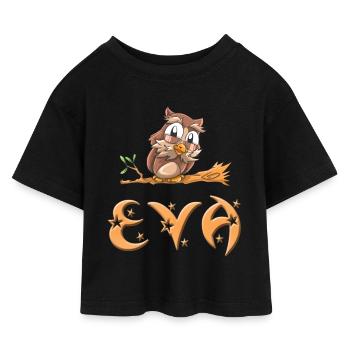 Eule Eva - Kinder Cropped Jersey T-Shirt - Schwarz - Vorne