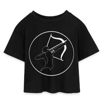 Zeichen des Schützen-Tierkreises (weiß) - Kinder Cropped Jersey T-Shirt - Schwarz - Vorne