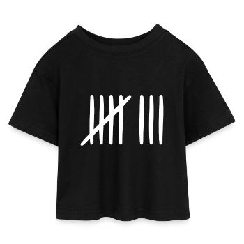 8 Geburtstag Strichliste - 8 Jahre alt - Kinder Cropped Jersey T-Shirt - Schwarz - Vorne