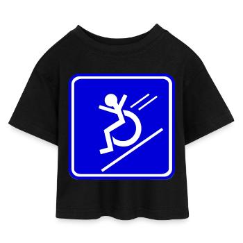 Dieser Rollstuhlfahrer rollt schnell herunter * - Kinder Cropped Jersey T-Shirt - Schwarz - Vorne