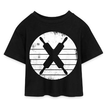 Rolling pin - Kids’ Cropped Jersey T-Shirt - black - Front