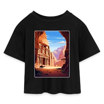 Petra Jordan Affiche de voyage Souvenir Carte Postale Peinture - T-shirt Crop Top en jersey Enfant - noir - Devant
