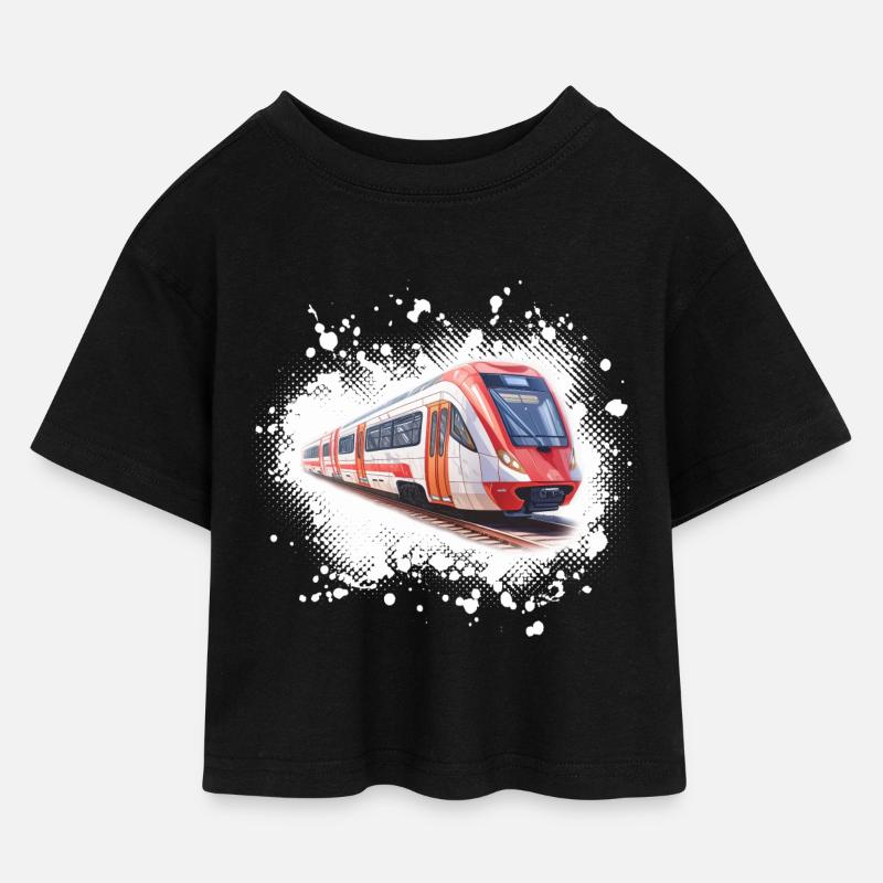 S-Bahn - Splash - Kinder Cropped Jersey T-Shirt - Schwarz