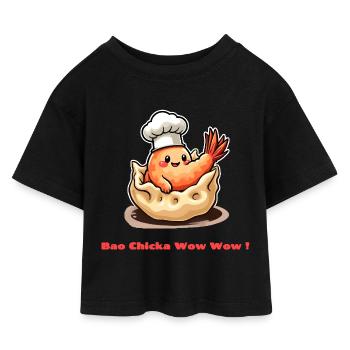Shrimp Dumpling – Bao Chicka Wow Wow! - Kinder Cropped Jersey T-Shirt - Schwarz - Vorne