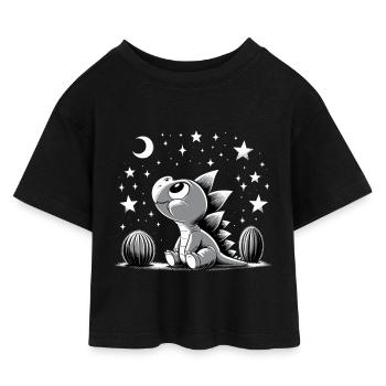 Stegosaurus Baby Dino Babydino Star Cactus - Kids’ Cropped Jersey T-Shirt - black - Front