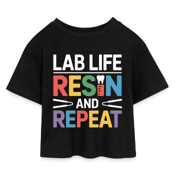Dental Lab Technician Work Art  - Kids’ Cropped Jersey T-Shirt - black - Front