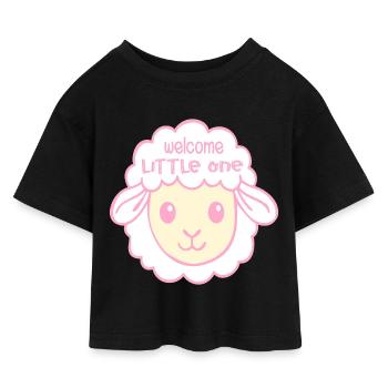 Willkommen Baby-Geburtsschafe - Kinder Cropped Jersey T-Shirt - Schwarz - Vorne