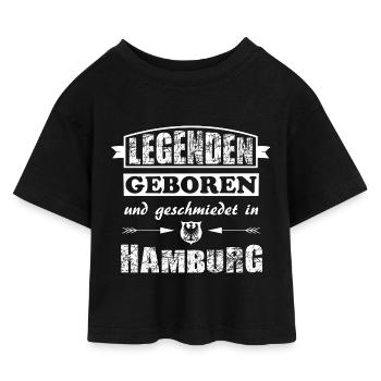Legenden Geboren in Hamburg - Kinder Cropped Jersey T-Shirt - Schwarz - Vorne