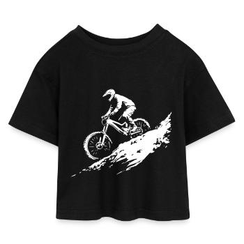 Mountainbike - Kinder Cropped Jersey T-Shirt - Schwarz - Vorne